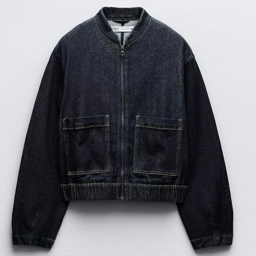ZARA PATCH POCKET Z1975 DENIM BOMBER JACKET